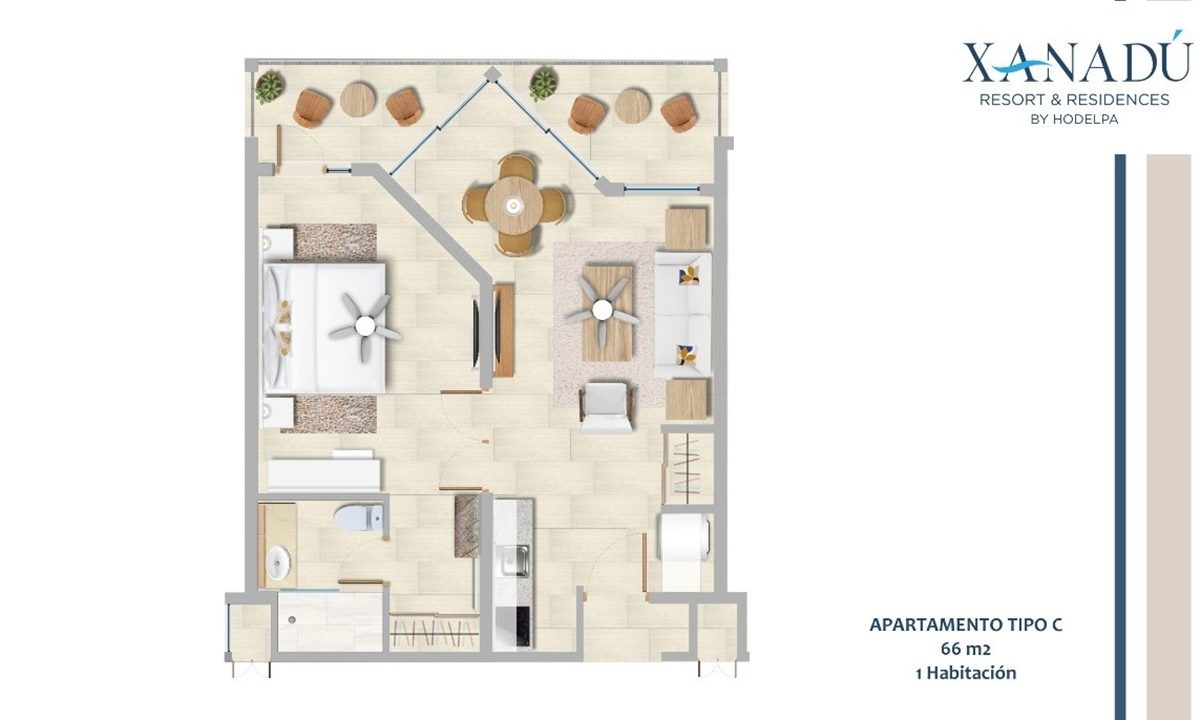 1 Bed 1 bath 66 m2, C