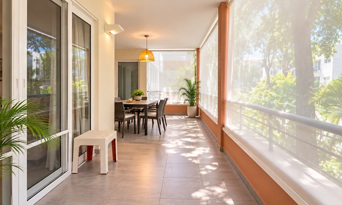 Serene Tropical Balcony Dining Terrace
