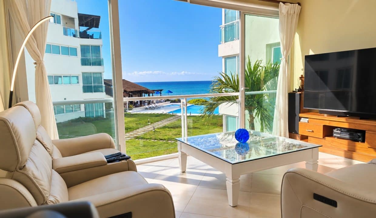 Sunlit Coastal Resort Living Room