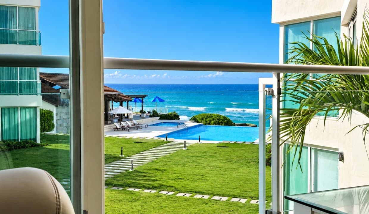 Sunlit Tropical Resort Balcony View
