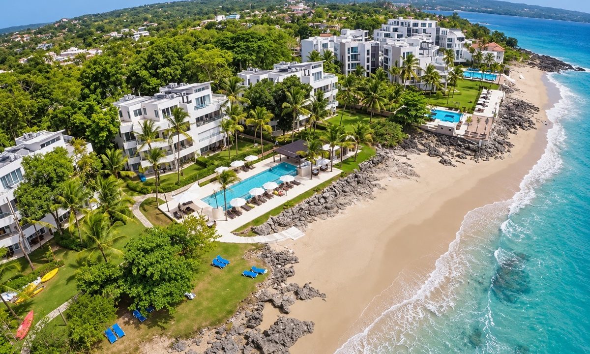 Tropical Coastal Resort Aerial View