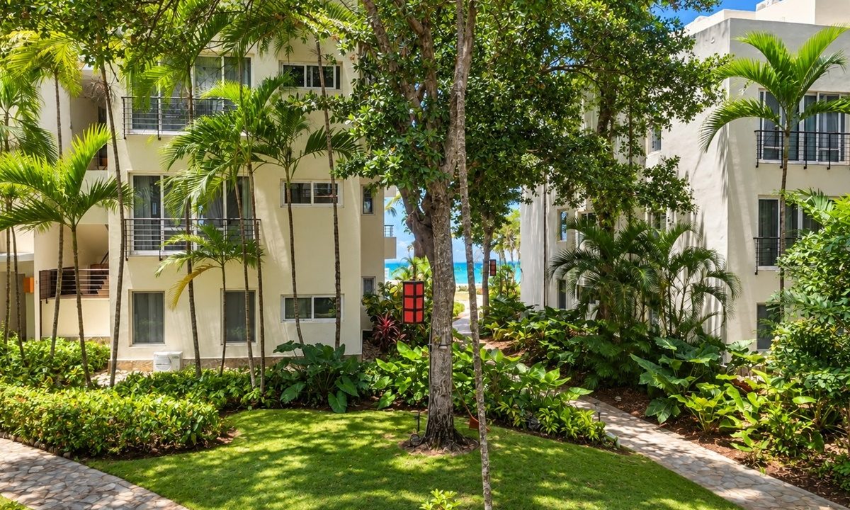 Tropical Resort Courtyard with Ocean Views