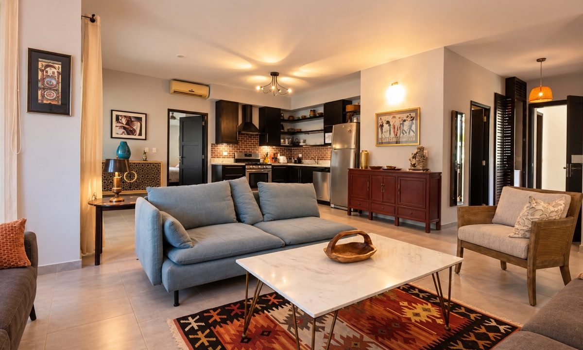 Warm Contemporary Open-Plan Living Space