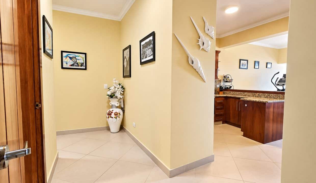 Warm Modern Hallway and Kitchen Interior