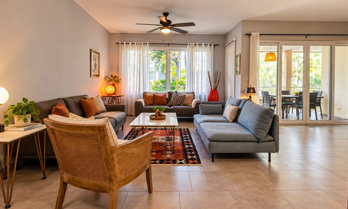 Warm Tropical Modern Living Room
